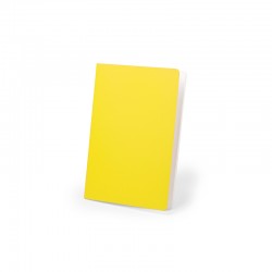 Cuaderno amarillo con tapa de cartón cosida
