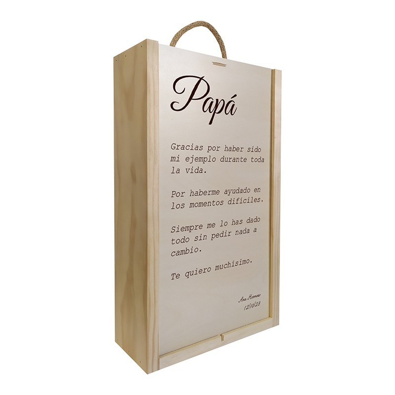 Caja de madera con mensaje personalizado para tu padre.