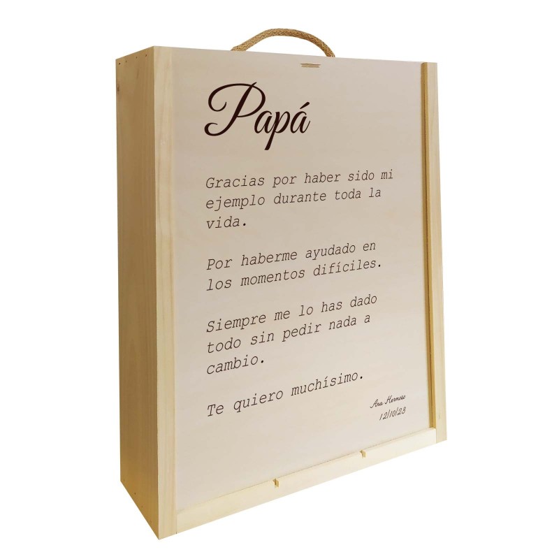 Coffret en bois personnalisé pour 3 bouteilles, cadeau pour papa