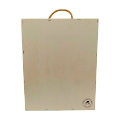 Caja de madera para 3 botellas con relleno de virutas