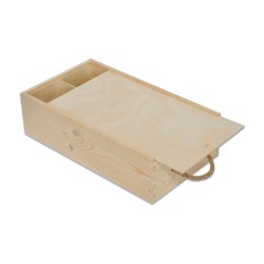 ▷ Caja de madera para 2 botellas con relleno de virutas de madera| Regalos Gourmet online