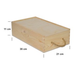 ▷ Caja de madera para 2 botellas con relleno de virutas de madera| Regalos Gourmet online