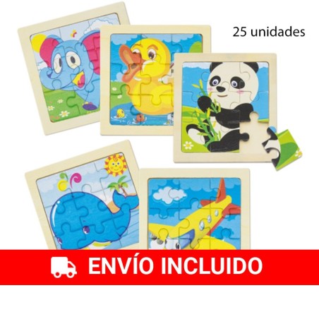 Lote de 25 puzles de madera infantiles| Regalos Gourmet Online