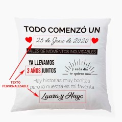 Cojín personalizado para pareja, regalo de aniversario 40 x 40 cms - Regalos Gourmet Online