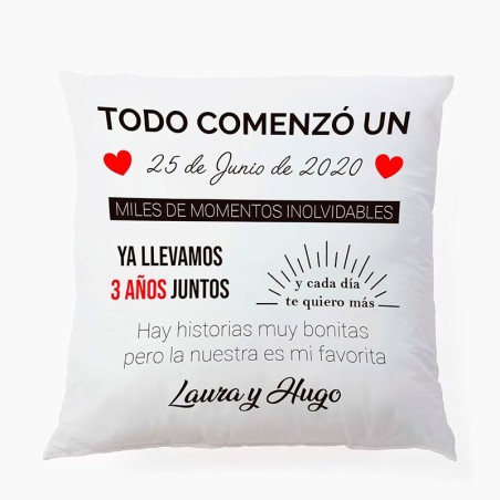 Personalized double-sided anniversary cushion 20x20cm