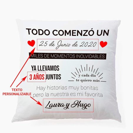 Cojín de aniversario personalizado a 2 caras 25 x 25 cms