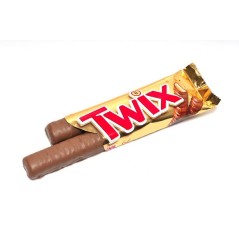 Barritas Twix de chocolate, caramelo y galleta