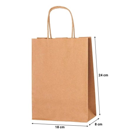 Sac en papier kraft, 18 x 8 x 24 cm