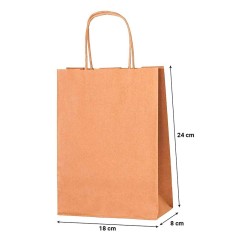 100 Kraft Paper Bags, 18 x 8 x 24 cm