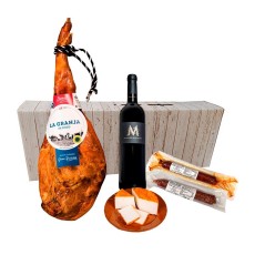 Lot avec jambon, vin et produits ibériques