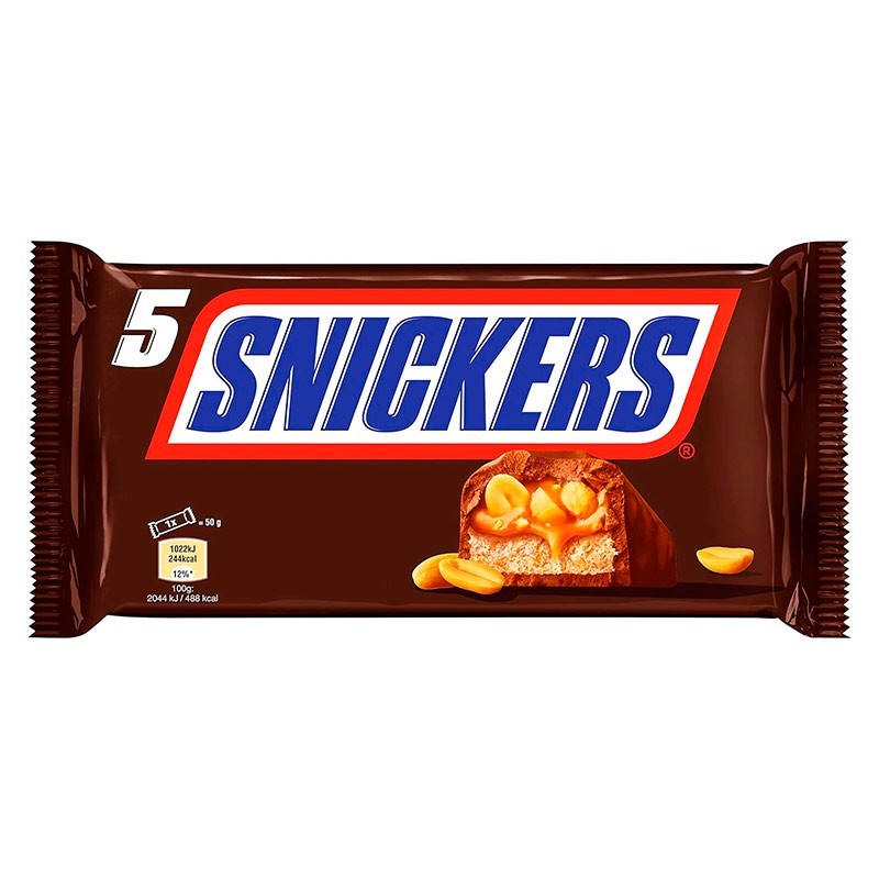 5 Snickers chocolate and hazelnut bars