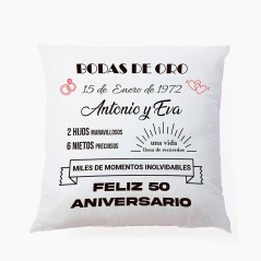 Coussin pour noces d'or, cadeau pour couples 40x40cm