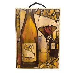 Estuche de cartón para tres vinos en tono crema para regalar online