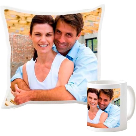 Personalized mug and cushion with photo and/or text 40x40cm
