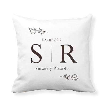 Cojín personalizado para regalo de pareja por su boda 25 x 25 cms