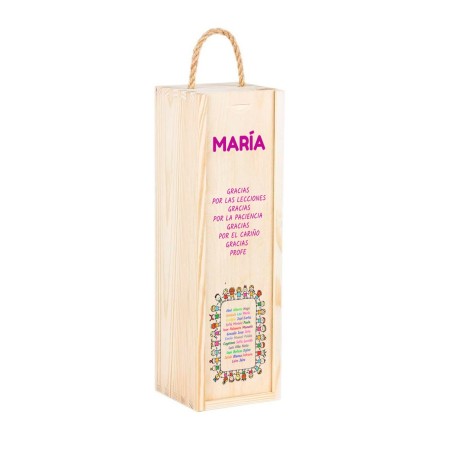 Personalized wooden box for 1 bottle gift for teacher