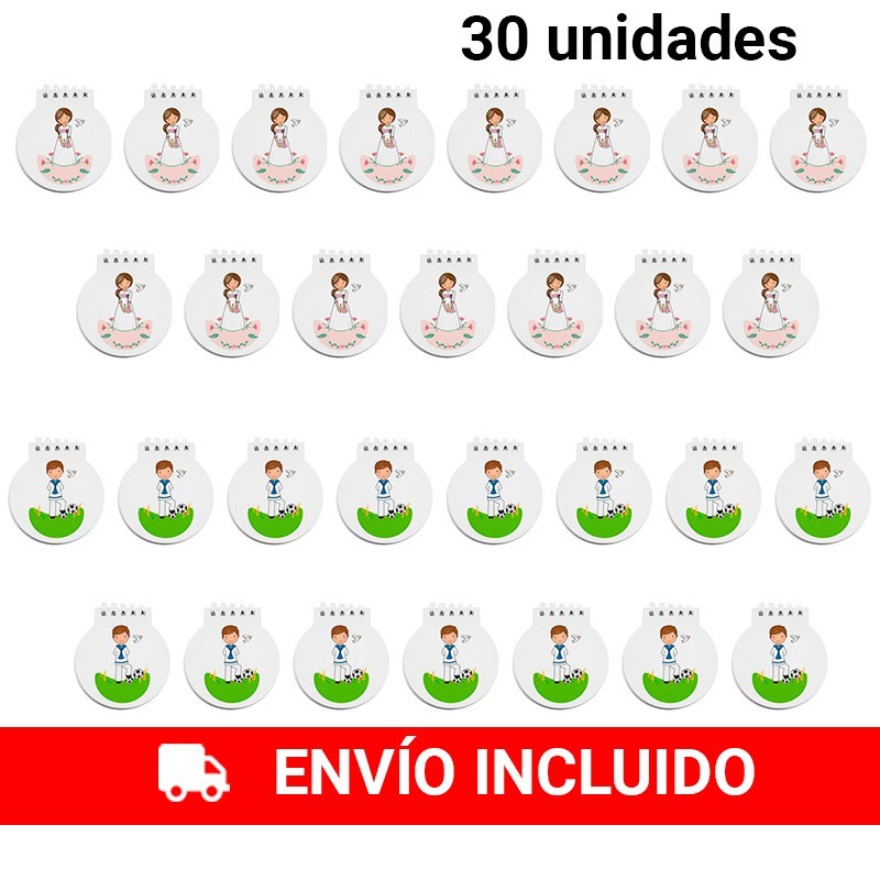 15 boy's communion notebooks + 15 girl's communion notebooks (30 units)