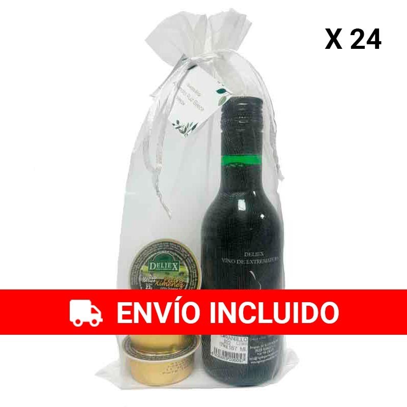 PACK 24 Vino Deliex miniatura con tres pates monodosis