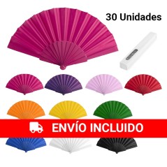 Pack de 30 abanicos de tela de colores. Regalos Baratos para detalles.