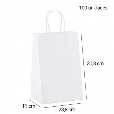 Lote de bolsas blancas eventos de 25x30,5x11cm 100 und