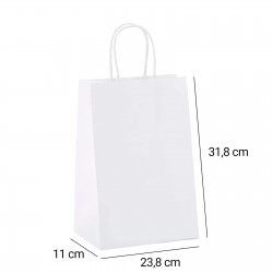 Bolsa Blanca de papel 23,8 x 31,8 cm x 11 cm de fondo