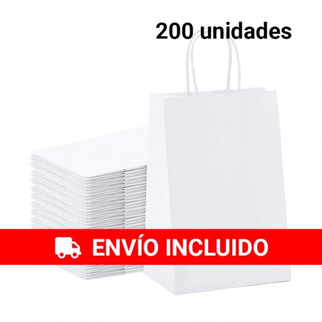 Lote 200 bolsas de papel blancas 23,8 x 31,8 x 11 cms