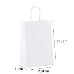 Set de 200 bolsas de papel color blanco- Regalos Gourmet Online