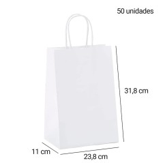 Lote de 50 bolsas Blancas eventos 25 x 31 x 11 cm - Regalos Gourmet Online