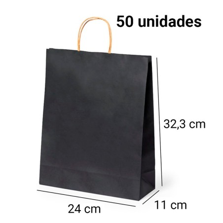 50 Bolsas Negras medidas 32 x 24 x 11 cm