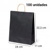 Pack de 100 bolsas negras regalos 25 x 30,5 x 11cm