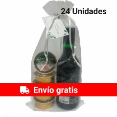 Vino Deliex miniatura con variado de paté en bolsa de organza regalar