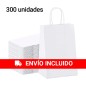 Box of 300 white paper bags with handles, 24 x 32 x 11 cm