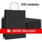 Caja 300 Bolsas papel con asas negras 24 x 32 x 11 cm