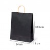 Caja 300 Bolsas papel con asas negras 24 x 32 x 11 cm