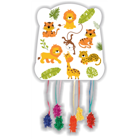 Piñata d'anniversaire animaux de la jungle 28 x 33 cm