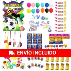 Piñata Fútbol 53 x 40 x 10 cm con 96 chuches y juguetes