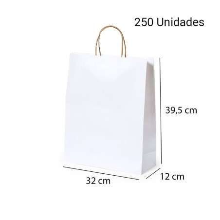 Caja 250 bolsas de papel blancas 32 x 41 x 12 cm