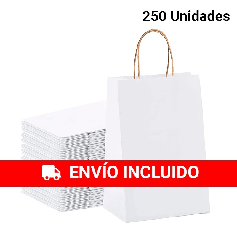 Caja 250 bolsas de papel blancas 32 x 41 x 12 cm