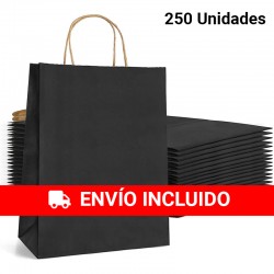 Caja 250 bolsas de papel negras 32 x 41 x 12 cm