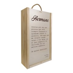 Coffret en bois personnalisé pour 2 bouteilles cadeau pour frère