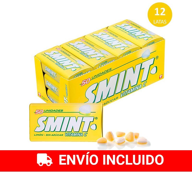 Caja 12 latas SMINT Tin limón caramelo comprimido 35 gr