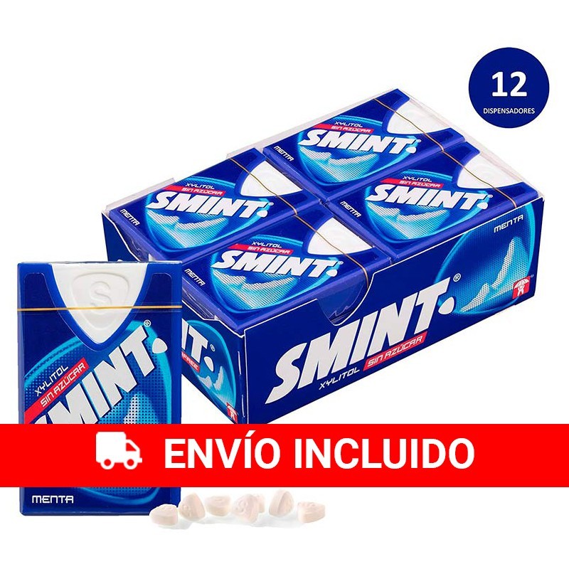 Caja 12 latas Smint Tabs Menta, Caramelo Comprimido Sin Azúcar - 8 gr