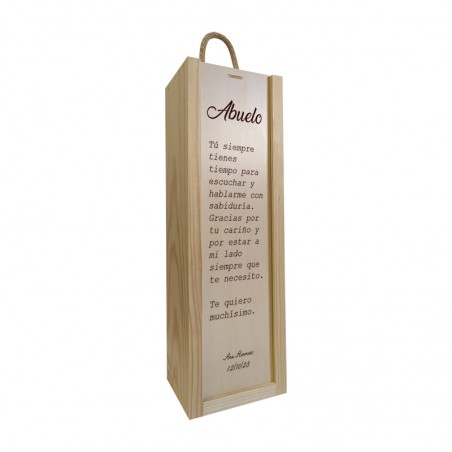 Caja de madera personalizada para 1 botella regalo para abuelo