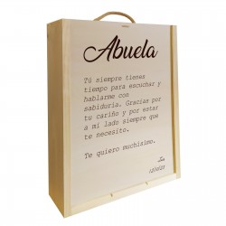 Caja de madera personalizada para 3 botellas regalo para abuela