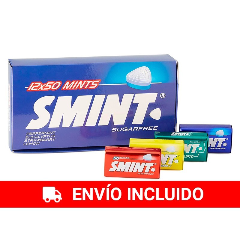 Caja 12 latas SMINT Tin variados caramelo comprimido 35 gr