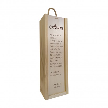 Caja de madera personalizada para 1 botella regalo para abuela