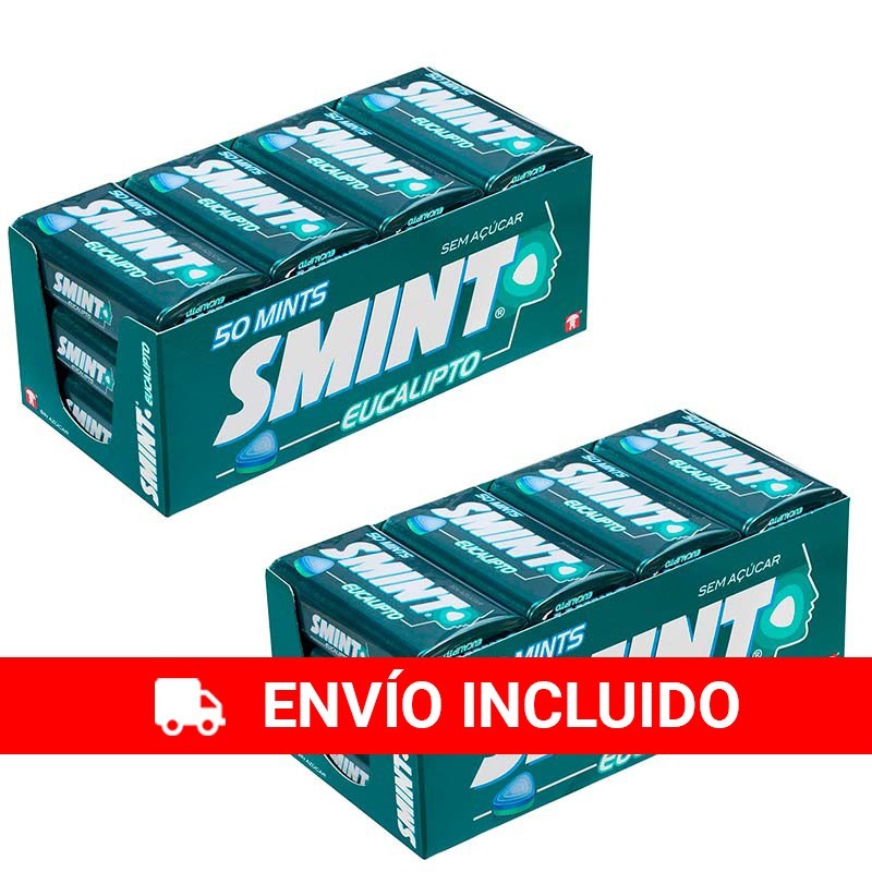 2 Cajas 12 Latas SMINT Tin Eucalipto caramelo comprimido 35 gr