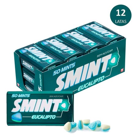 2 Cajas 12 Latas SMINT Tin Eucalipto caramelo comprimido 35 gr