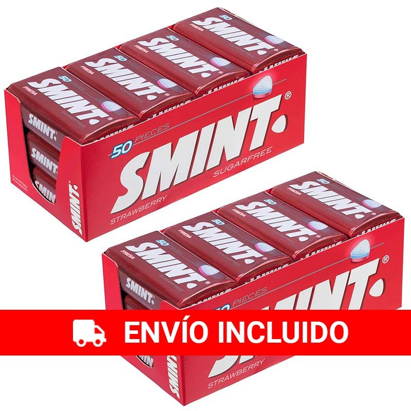 2 Cajas 12 latas SMINT Tin Fresa caramelo comprimido 35 gr