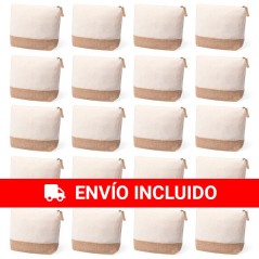 Lot de 20 trousses de toilette en coton et jute